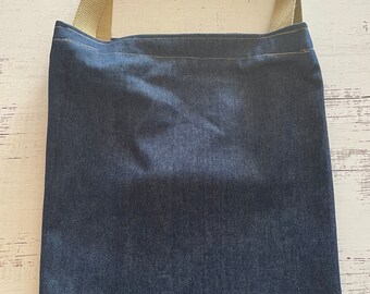 Denim Tote Bag Beige Handle