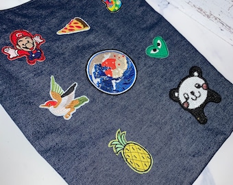 Denim Tote Bag Custom Patches