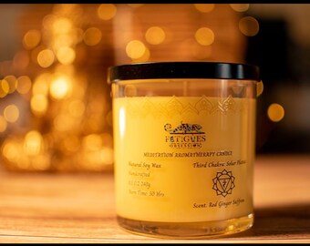 Third Chakra  Solar Plexus Aromatherapy Meditation Candle Red Ginger Saffron