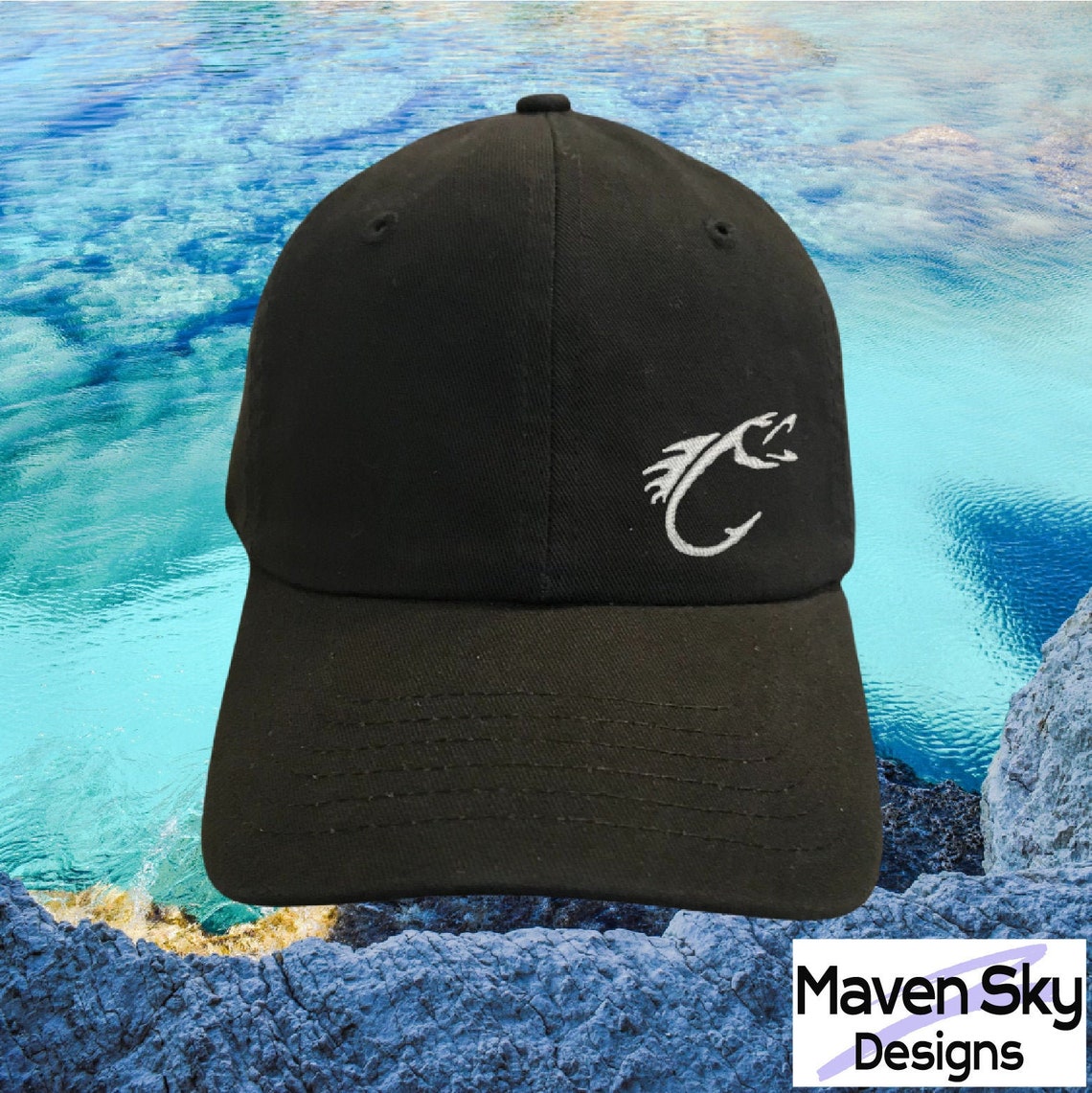 Fish Hook Hat Embroidered Hat Distressed Cap Ponytail Etsy UK