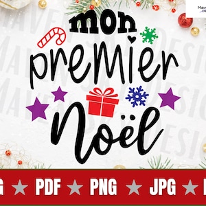 Mon Premier Noël Svg, Franse kerstornament Svg, Francais, Bébé, Noël, traditie, gesneden bestand Cricut, PNG, PDF, jpg