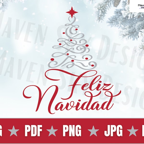 Feliz Navidad Svg, Christmas Svg, Spanish Christmas Svg, Merry Christmas Svg, Christmas Shirt, Cut File Cricut, Silhouette, PNG, PDF, Jpg