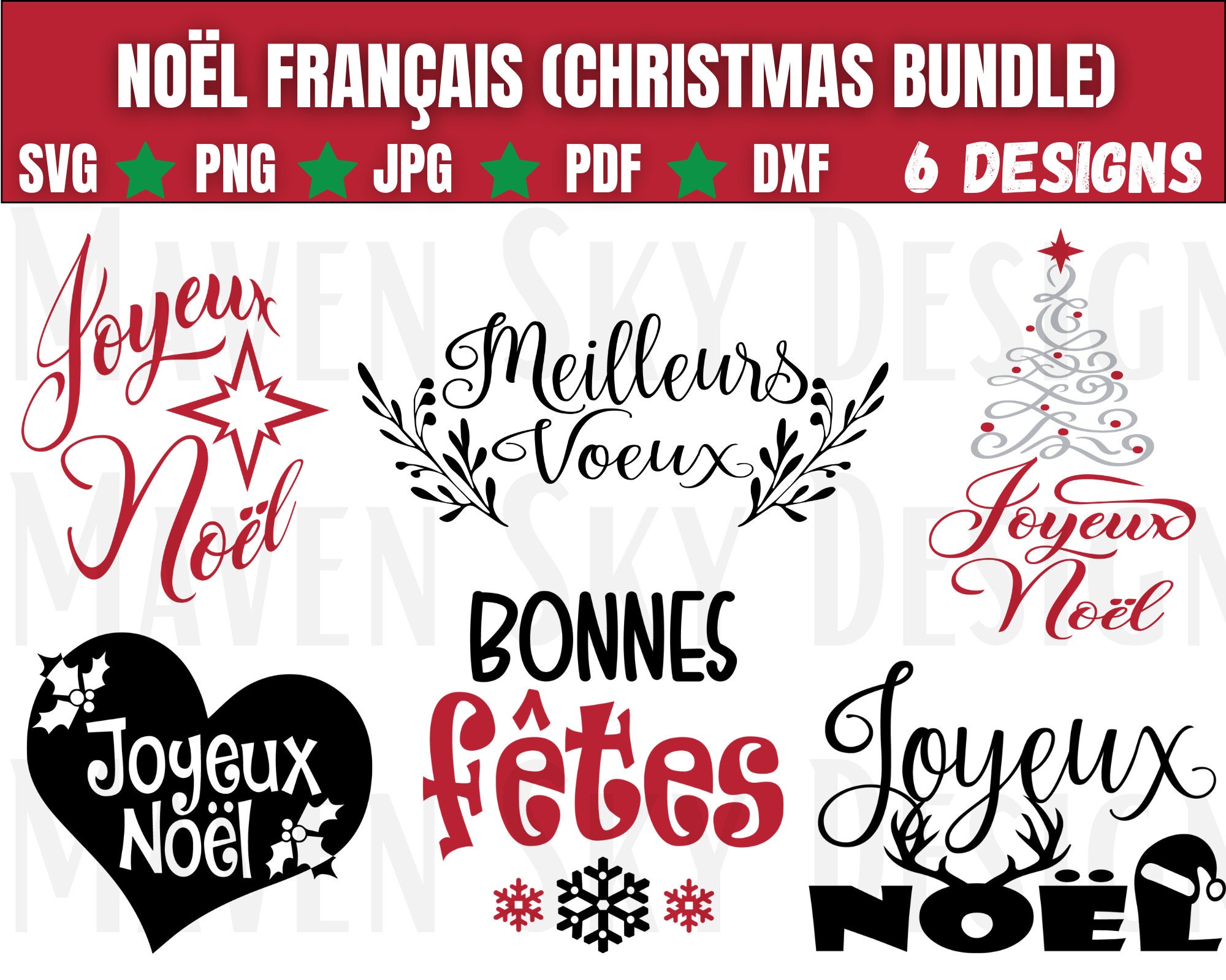 Noël Francais Svg Bundle, French Christmas Svg Bundle, Meilleurs