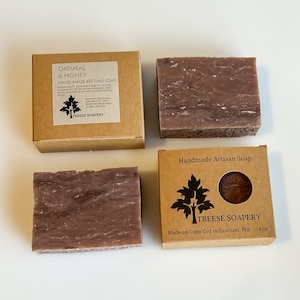 Artisan Oatmeal Honey Soap Bar: Handmade Rustic Design