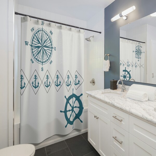 Anchor Shower Curtain Etsy
