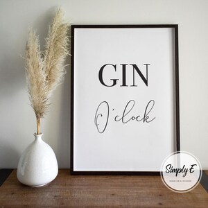 Lámina decorativa "Gin O'Clock" para la cocina o el bar de casa (solo lámina) (tamaños A5, A4, A3) imagen 6