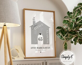 Lámina personalizada para casa nueva, con dirección, fecha y nombres personalizados (solo impresión).