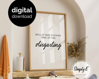 Lámina decorativa para baño con mensajes graciosos y desagradables / Letrero humorístico para el baño / Decoración para el baño / Descarga digital