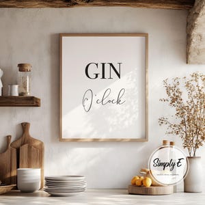 Lámina decorativa "Gin O'Clock" para la cocina o el bar de casa (solo lámina) (tamaños A5, A4, A3) imagen 2