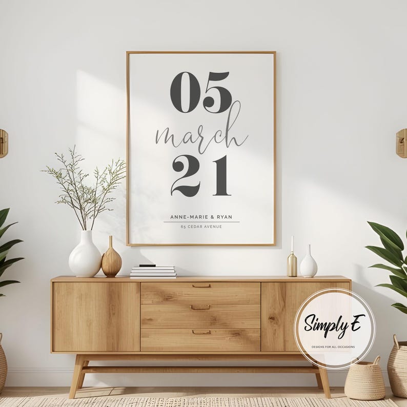 Personalised New Home Date Print, Custom Housewarming Gift, Wall Art (A5, A4, A3) image 1
