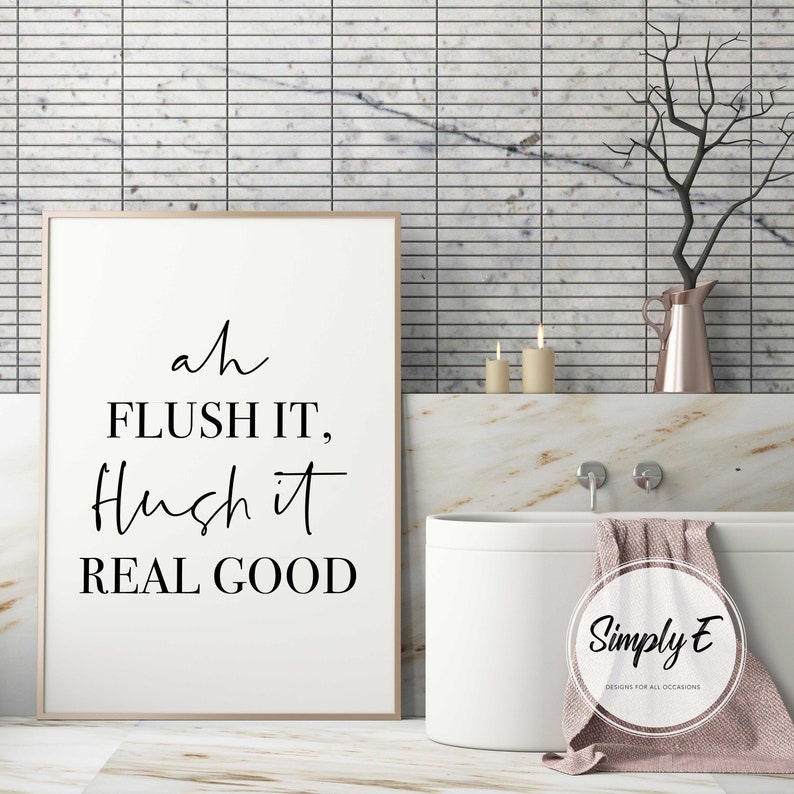 Funny Bathroom Wall Art Print, Ah Flush It, A5-A3 Sizes image 3