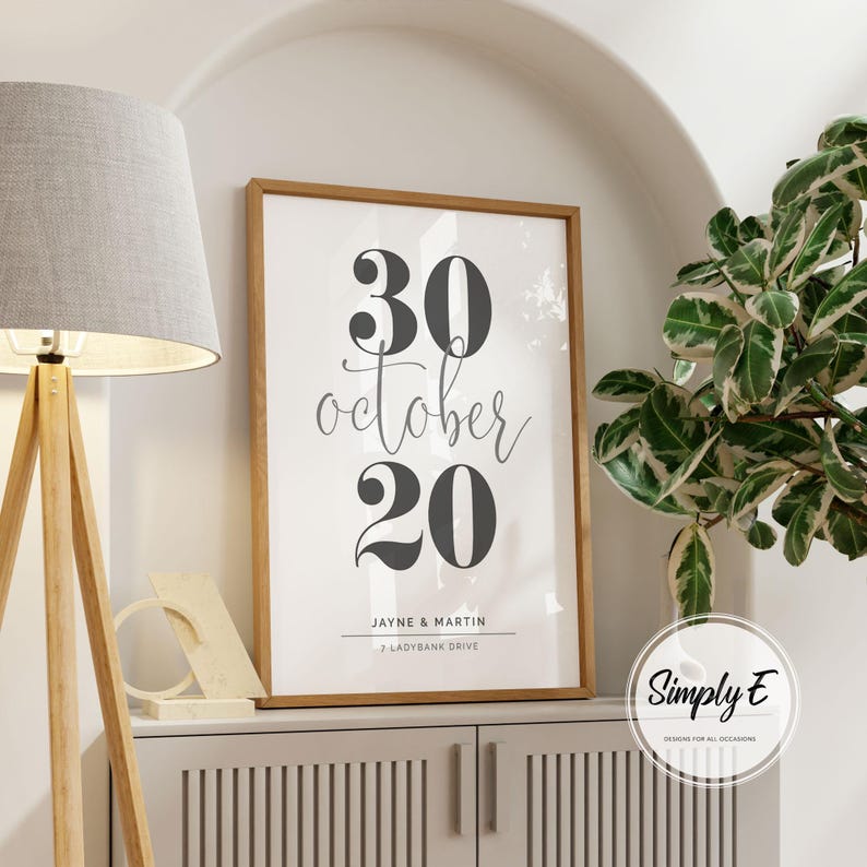 Personalised New Home Date Print, Custom Housewarming Gift, Wall Art (A5, A4, A3) image 4