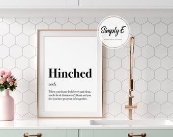 Impresión de definición de Hinched, impresión de diccionario, decoración del hogar, arte de pared, impresiones A5, A4, A3, solo impresión