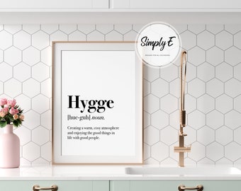 Impresión de definición de Hygge, impresión de diccionario, decoración del hogar, arte mural, impresiones A5, A4, A3, solo impresión