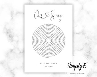 Nuestra canción, Impresión de letra, Disco de vinilo, Impresión personalizada, Día de boda, Regalo de aniversario, Decoración del hogar, Arte mural, Impresiones A5, A4, A3, Solo impresión