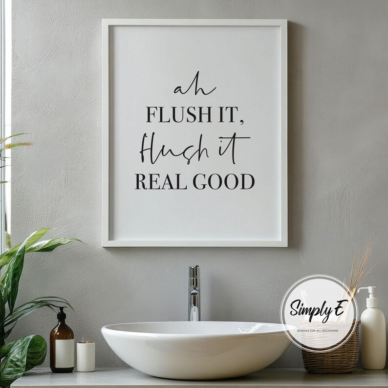 Funny Bathroom Wall Art Print, Ah Flush It, A5-A3 Sizes image 7