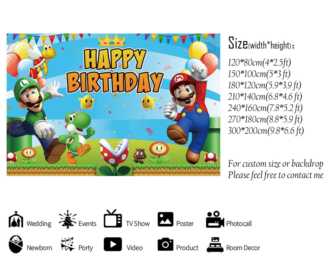 SuperMario gedruckt Hintergrund alles Gute zum Geburtstag Etsy