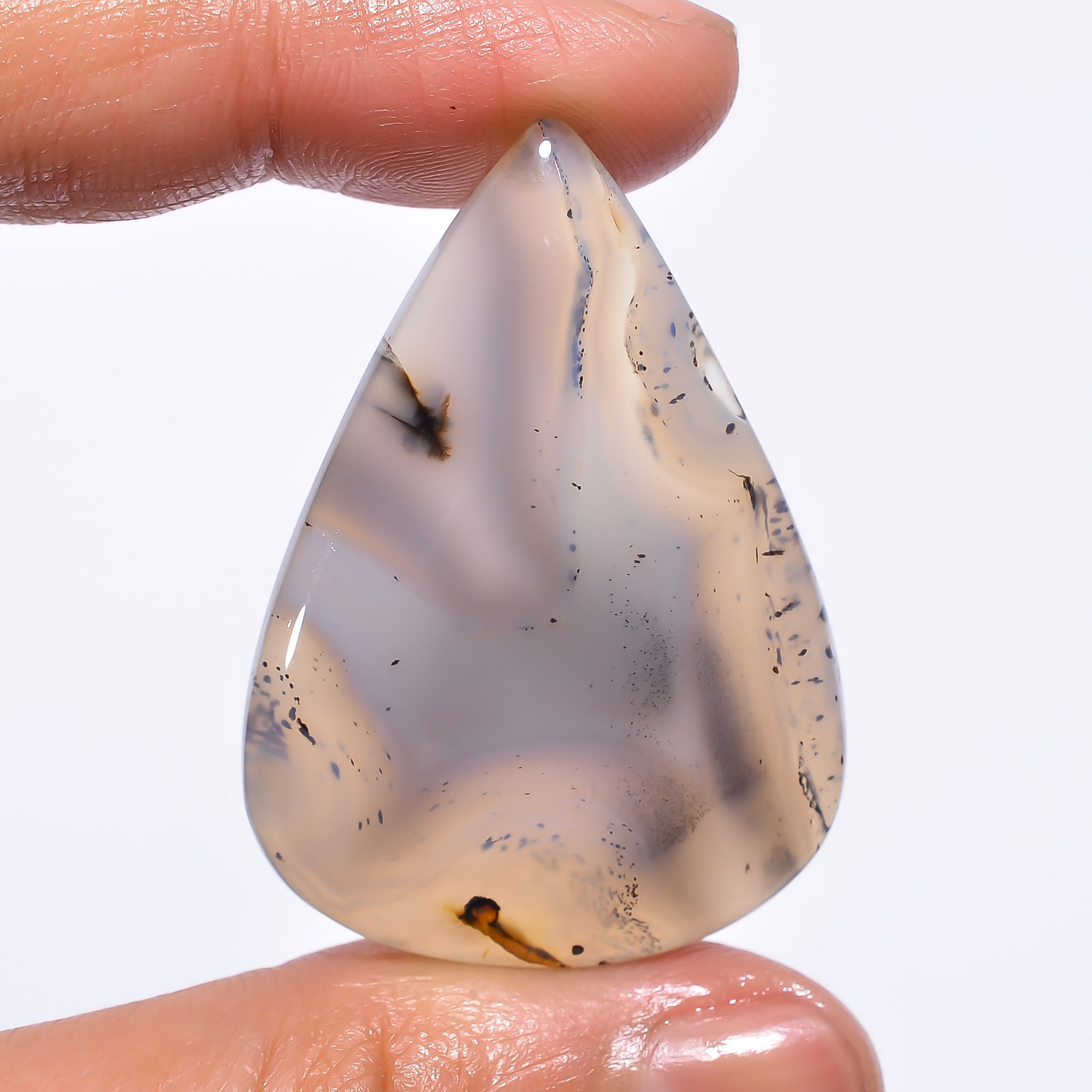 44X31X6 mm F-1679 MONTANA AGATE CABOCHON Natural Pear Shape Loose Gemstone For Making Jewelry 69 Ct