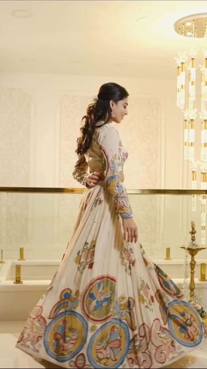 Kalamkari Unstitched Lehengas Choli sets