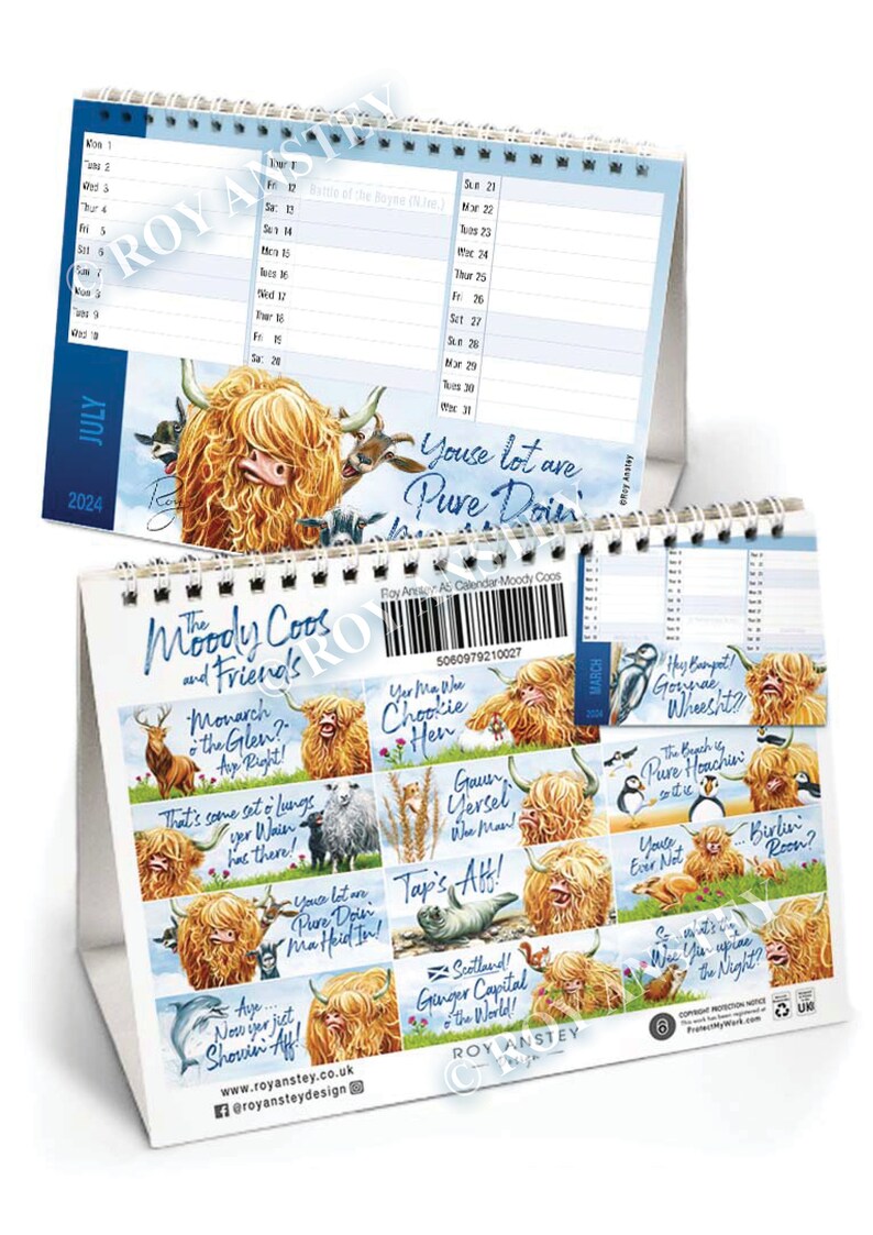 Highland Cow Coolendar 2024 Calendar Etsy Australia