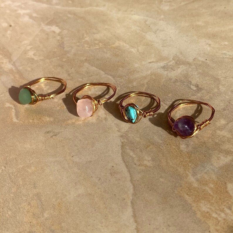 wire wrapped crystal rings