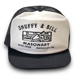 Vintage Snuffy and Bill Masonary Snapback Trucker Hat 1980s USA Made Cap