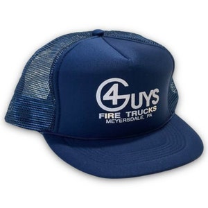 4 Guys Fire Trucks Vintage Snapback Hat 1990&#39;s Dad Cap Meyersdale Pennsylvania