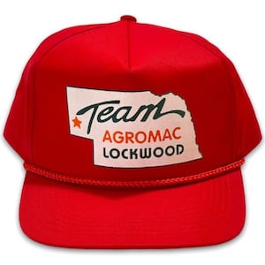 Vintage Team Agromac Lockwood Nebraska Rope Trucker Snapback Hat Farmer Cap