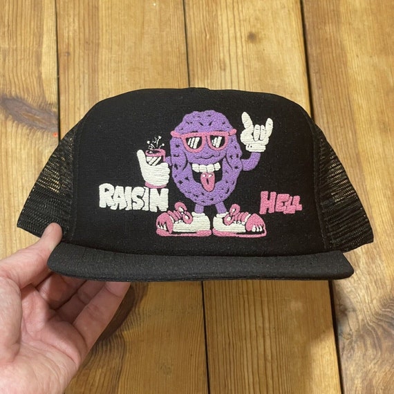 Vintage USA Made Raisin Hell Puff Print Funny Tru… - image 1