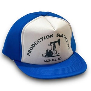 Production Service Inc Vintage Oilfield Snapback Hat 1990s Trucker Cap Mohall ND