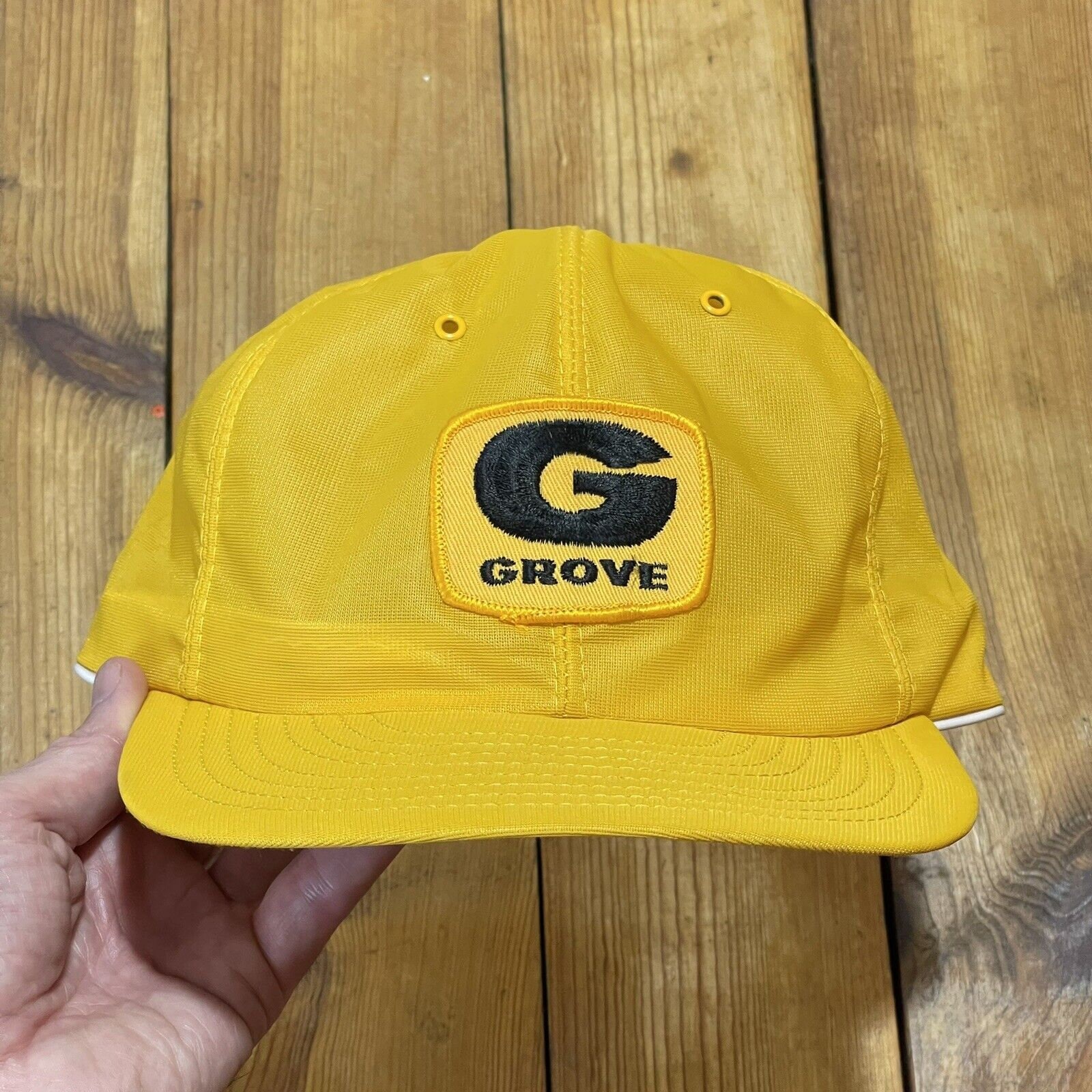 Vintage Snapback Trucker Hat Grove Logo Patch 1980s USA Made Cap