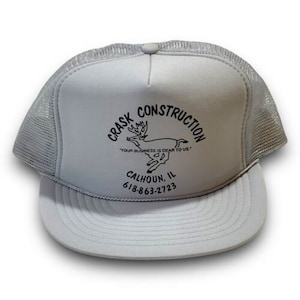 Crask Construction of Calhoun IL Vintage Snapback Hat 1990s Rope Trucker Cap