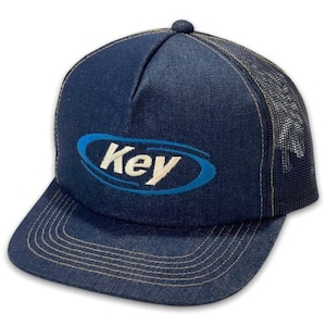 Key Energy Services 1990s VINTAGE Snapback Trucker Hat Denim Mesh Back Cap