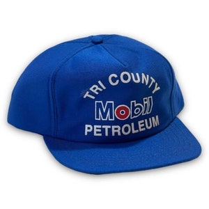 Tri County Petroleum Mobil Vintage Snapback Hat 1980s Trucker Dad Cap USA Made