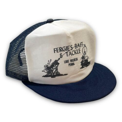Fergies Bait & Tackle Vintage Fishing Snapback Hat 80s Lake Wilhelm  Pennsylvania -  Denmark