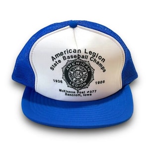 American Legion State Baseball Champs Vintage 1986 Cap Snapback Iowa Trucker Hat