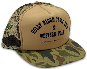 Vintage Holly Ridge Truck Stop & Western Wear Snapback Hat Fudora Arkansas Cap