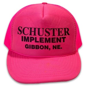 Schuster Implement Gibbon Nebraska VINTAGE Snapback Trucker Hat Pink 1990s Cap