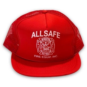 All Safe Fire Equipment Vintage Snapback Hat 1990s Firemen Trucker Cap Fireman