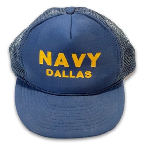 Vintage Navy Dallas Trucker Hat USN Military Cap