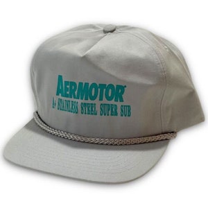 Aermotor Stainless Steel Super Sub Vintage Strapback Hat 1990s Rope Trucker Cap