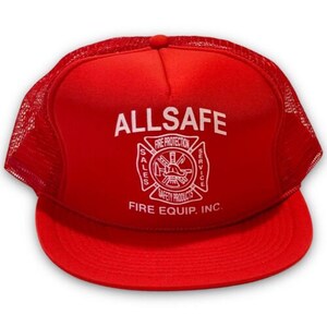 All Safe Fire Equipment Vintage Snapback Hat 90s Firemen Trucker Cap Fireman