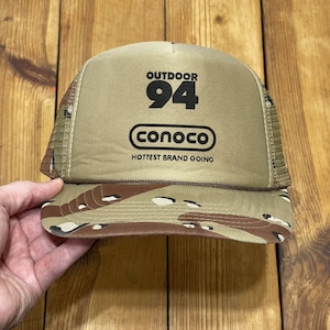 Vintage Snapback Trucker Conoco Outdoor 94 Logo Desert Camo 90s Cap