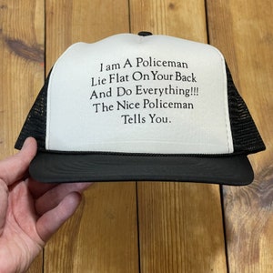 Vintage Snapback Trucker Hat Funny Policeman 1990s Cap
