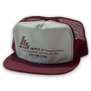 Triple H Construction Vintage Snapback Hat 1980s USA Made Ephrata PA Trucker Cap