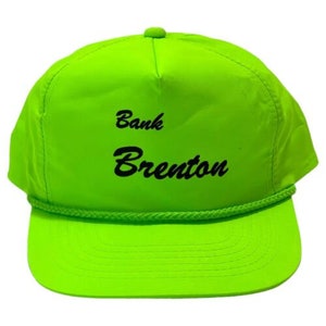 Bank Brenton Vintage Snapback Hat 1990s Neon Green Rope Trucker Cap