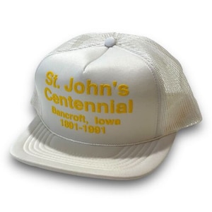 Vintage 1991 St Johns Centennial of Bancroft Iowa Cap Snapback Trucker Hat