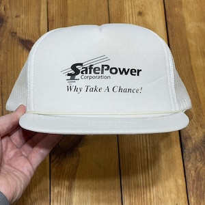Vintage Snapback Trucker Hat Safe Power Corporation Logo Cap