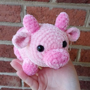 Cute Crochet Velvet Strawberry Cow Plushie