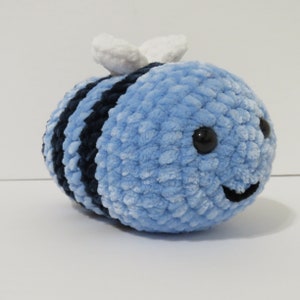 Blueberry Bumblebee Plushie, Crochet Velvet Blueberry Bumble bee Plushie